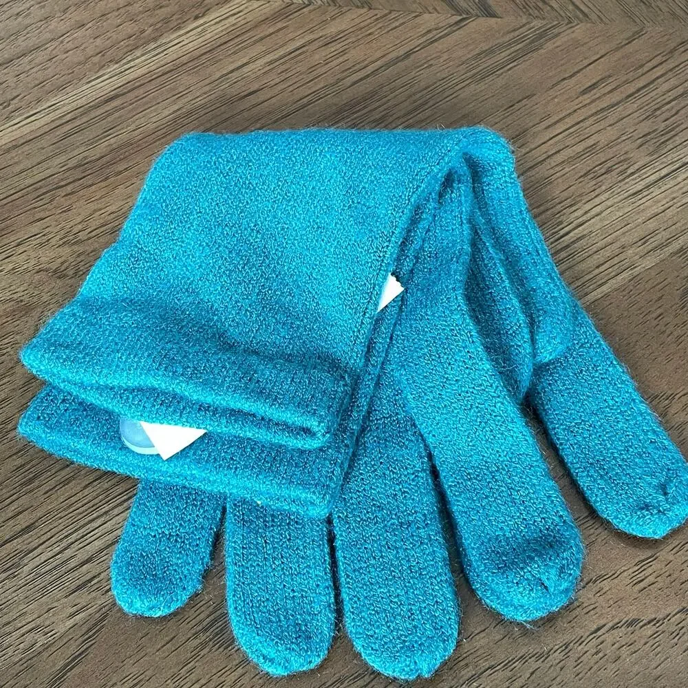 Vintage Y2K Teal Gap Knit Gloves Women Small Med Blue Mittens Winter NOS TAGS